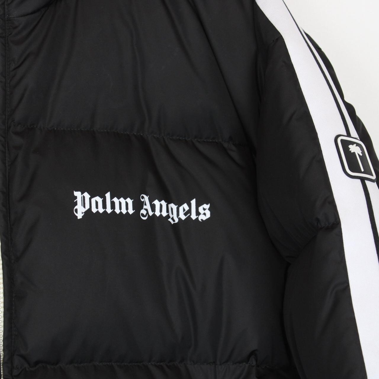Palm Angels Black and White Full Zip Down Track Puffer Jacket