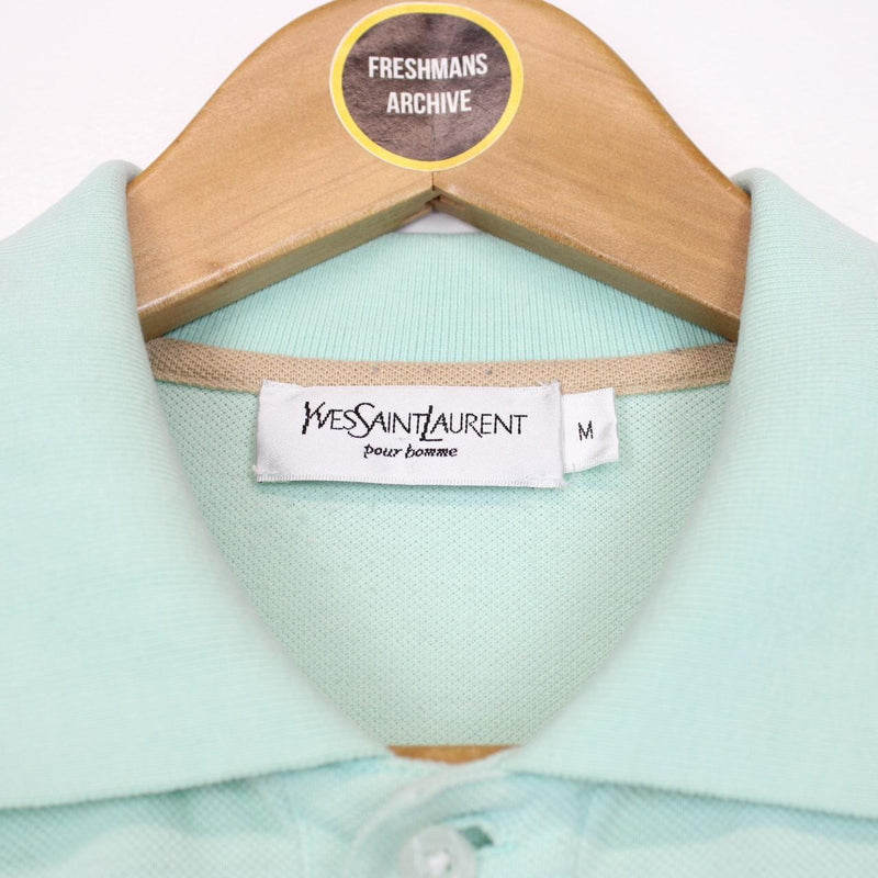 Vintage 00s Yves Saint Laurent Green Short Sleeve Polo Shirt