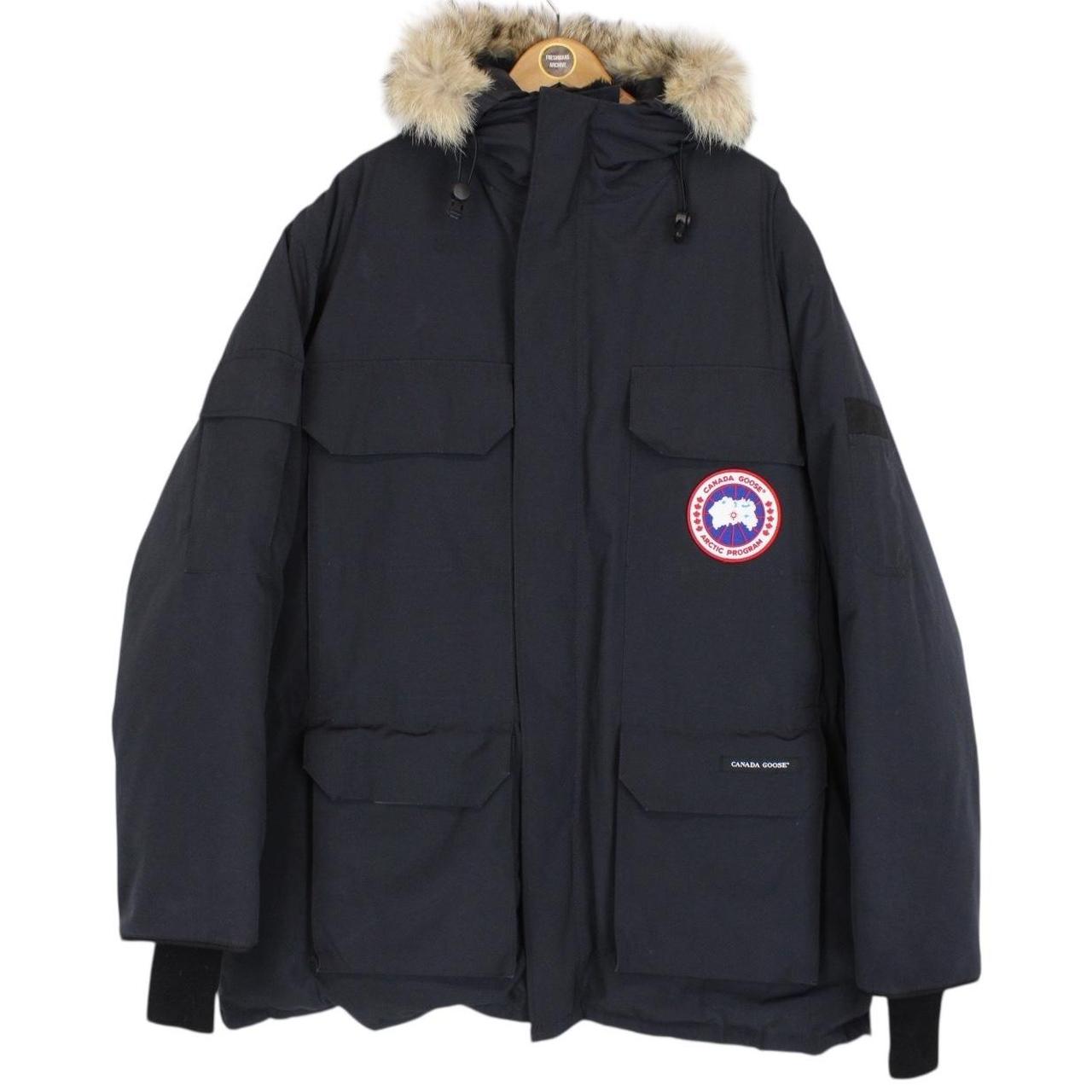 Canada Goose Navy Blue Expedition Parka Down Jacket with Fur Trim