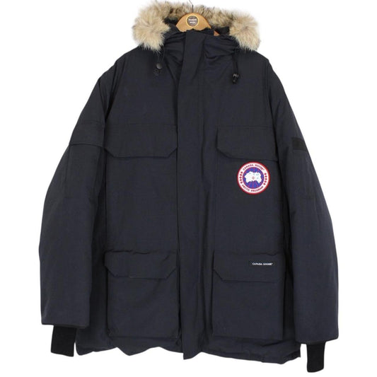 Canada Goose Navy Blue Expedition Parka Down Jacket with Fur Trim