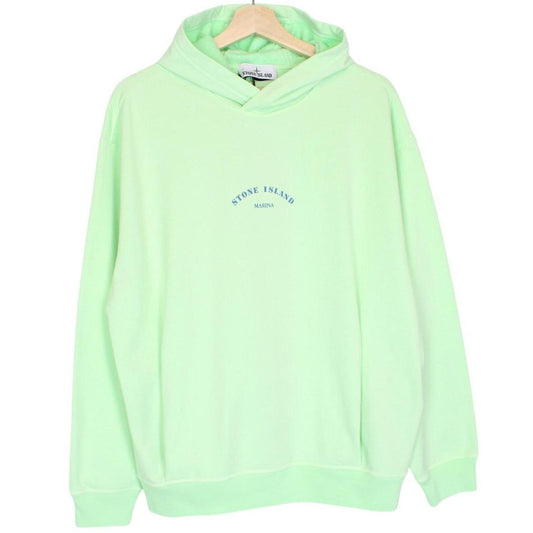 Stone Island Marina SS 2023 Light Green Plated Dyed Cotton Hoodie Jumper