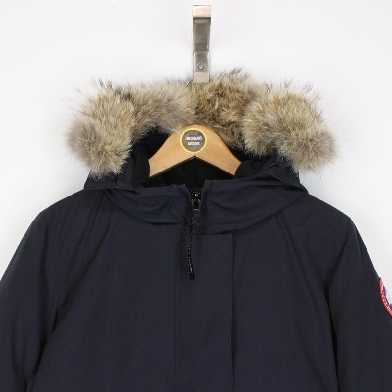 Canada Goose Navy Blue Victoria Parka Down Jacket with Fur Trim