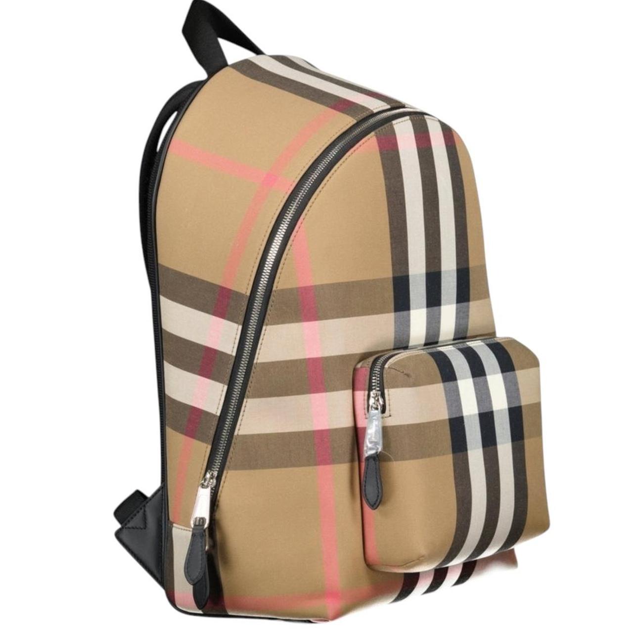 Burberry beige and black duffel bag with signature Nova Check pattern and logo.