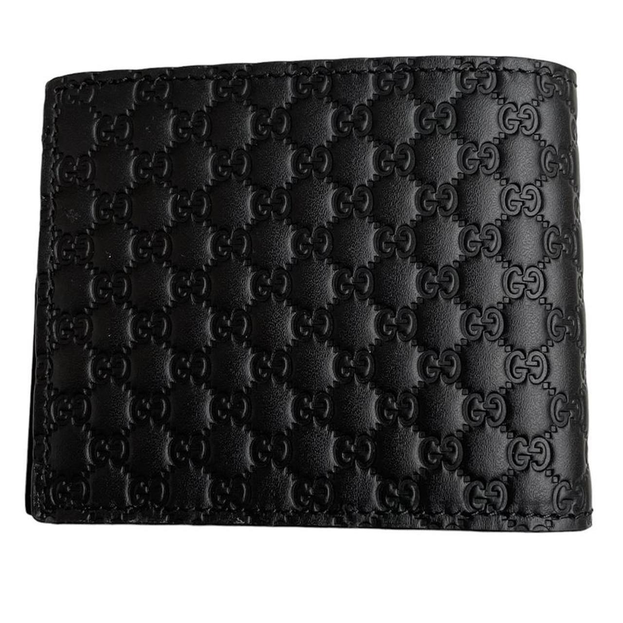 Gucci Black Leather Microguccisima Monogram Wallet