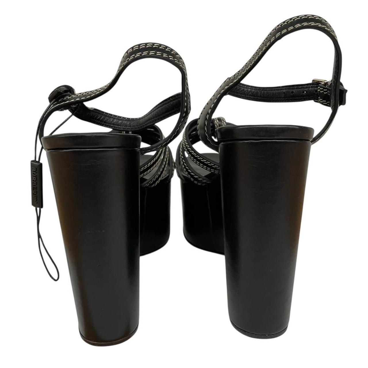 Burberry Black Leather Wedge Platform High Heels