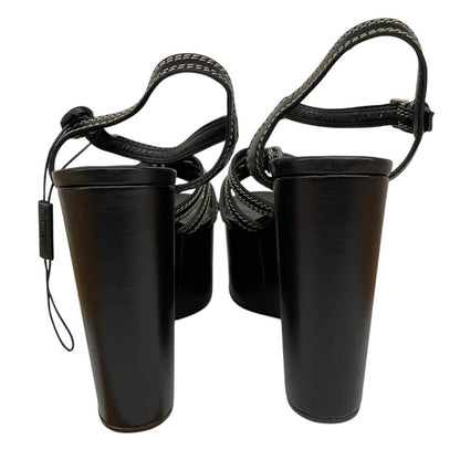 Burberry Black Leather Wedge Platform High Heels