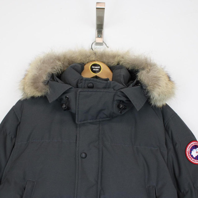 Canada Goose Graphite Grey Wyndham Parka Down Jacket with Fur Trim