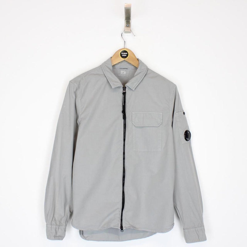 CP Company Grey Full Zip Cotton Lens Overshirt