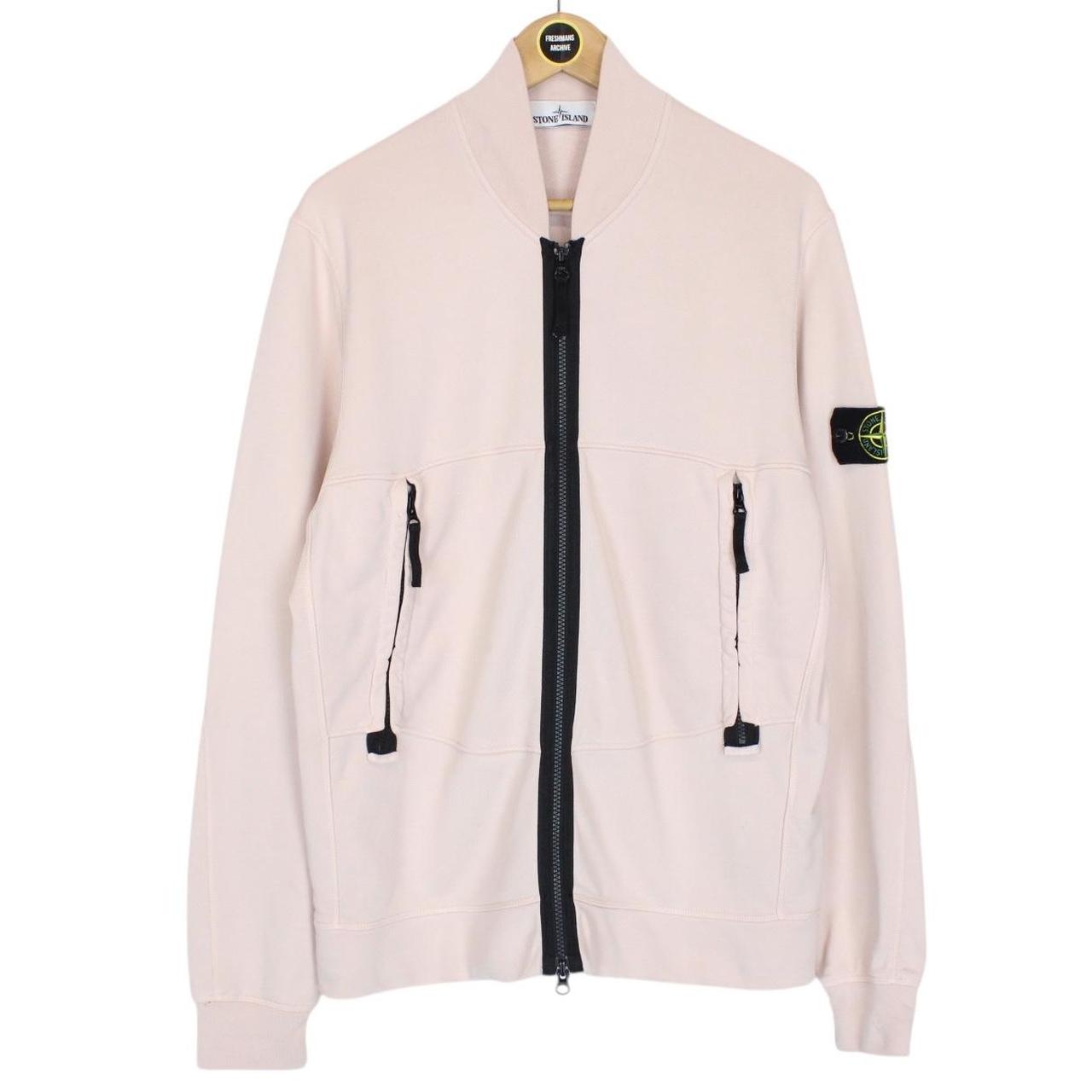 Stone Island SS 2021 Pink Full Zip Cotton Sweatshirt Jumper
