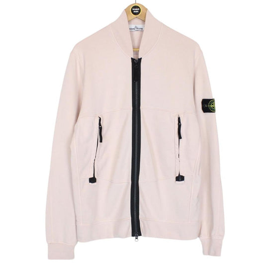 Stone Island SS 2021 Pink Full Zip Cotton Sweatshirt Jumper