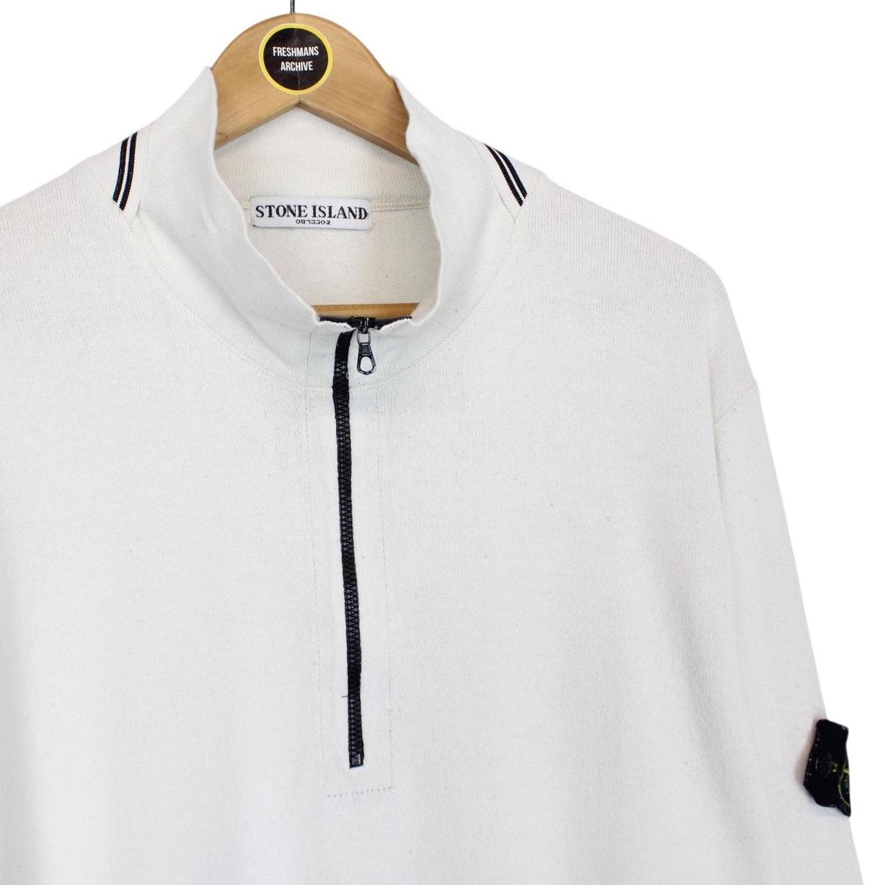 Vintage Stone Island SS 2007 White Cotton Knit 1/4 Zip Jumper