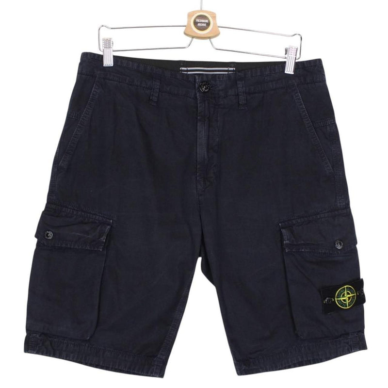 Stone Island SS 2021 Navy Blue Bermuda Cotton Cargo Shorts