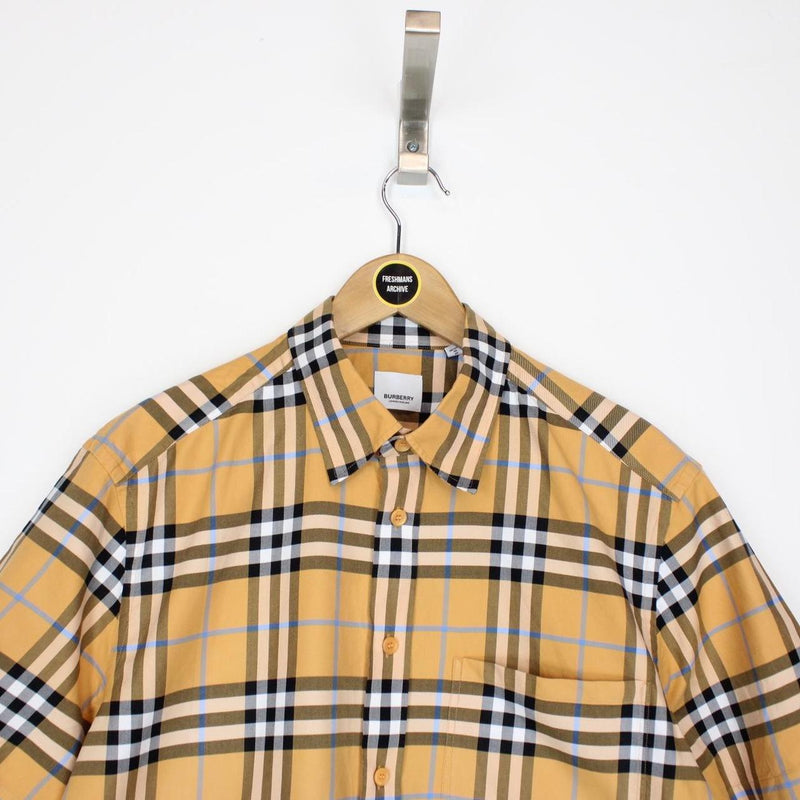 Burberry London Caxbridge Tan Brown Nova Check Short Sleeve Shirt
