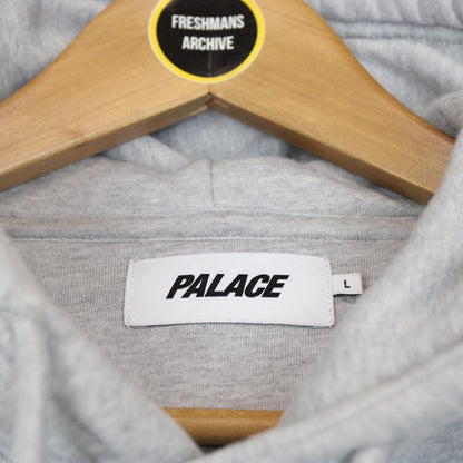 Palace 2023 Marl Grey Panther Embroidered Logo Hoodie Jumper