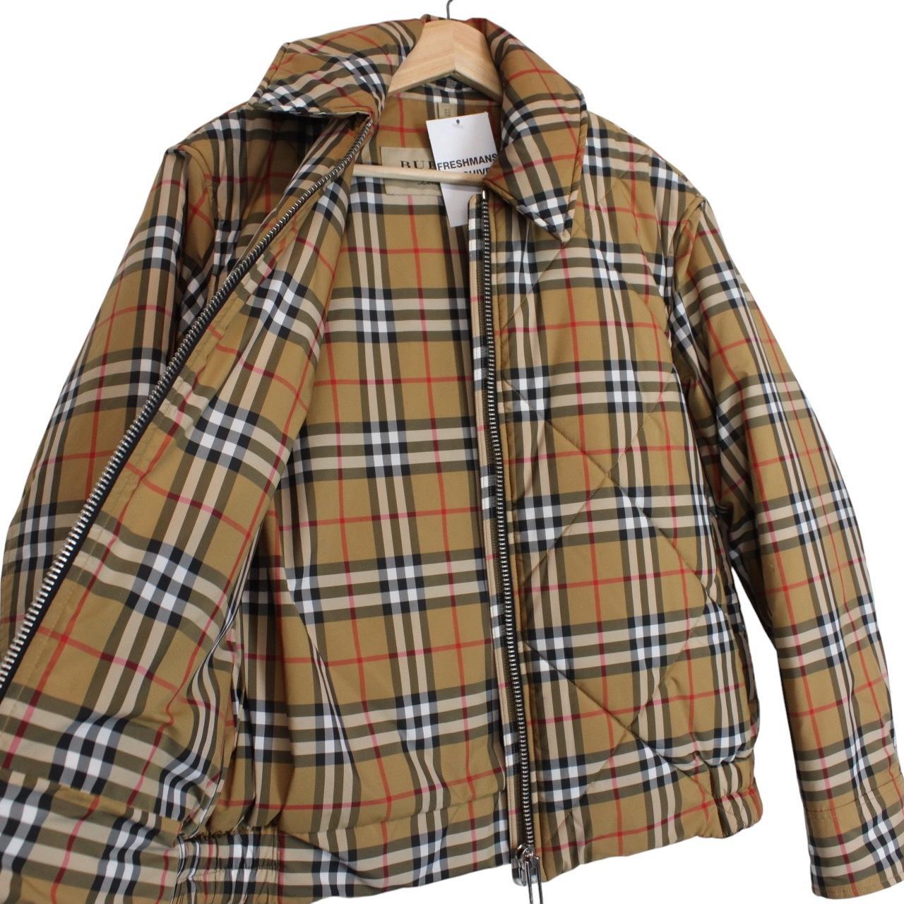 Burberry Tan Brown Knowstone Nova Check Full Zip Quilted Jacket