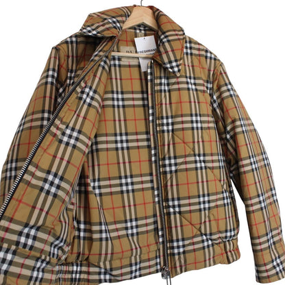 Burberry Tan Brown Knowstone Nova Check Full Zip Quilted Jacket