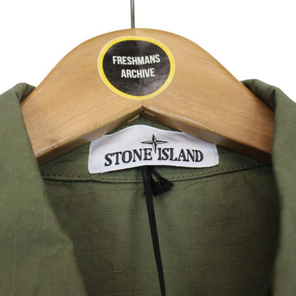 Stone Island Green Mercerised Cotton Ripstop Full Zip Overshirt Jacket