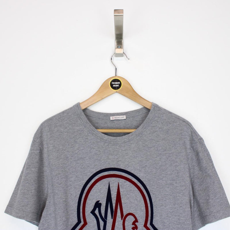 Moncler Grey Debossed Logo Short Sleeve T-Shirt