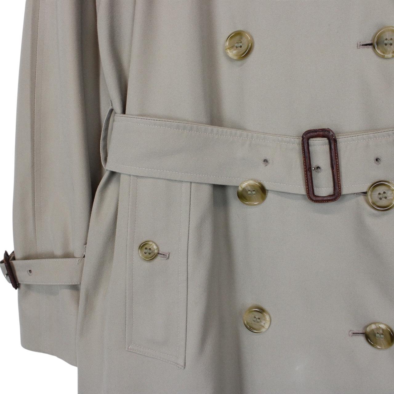 Vintage 90s Burberry Beige Double Breasted Belted Trench Coat