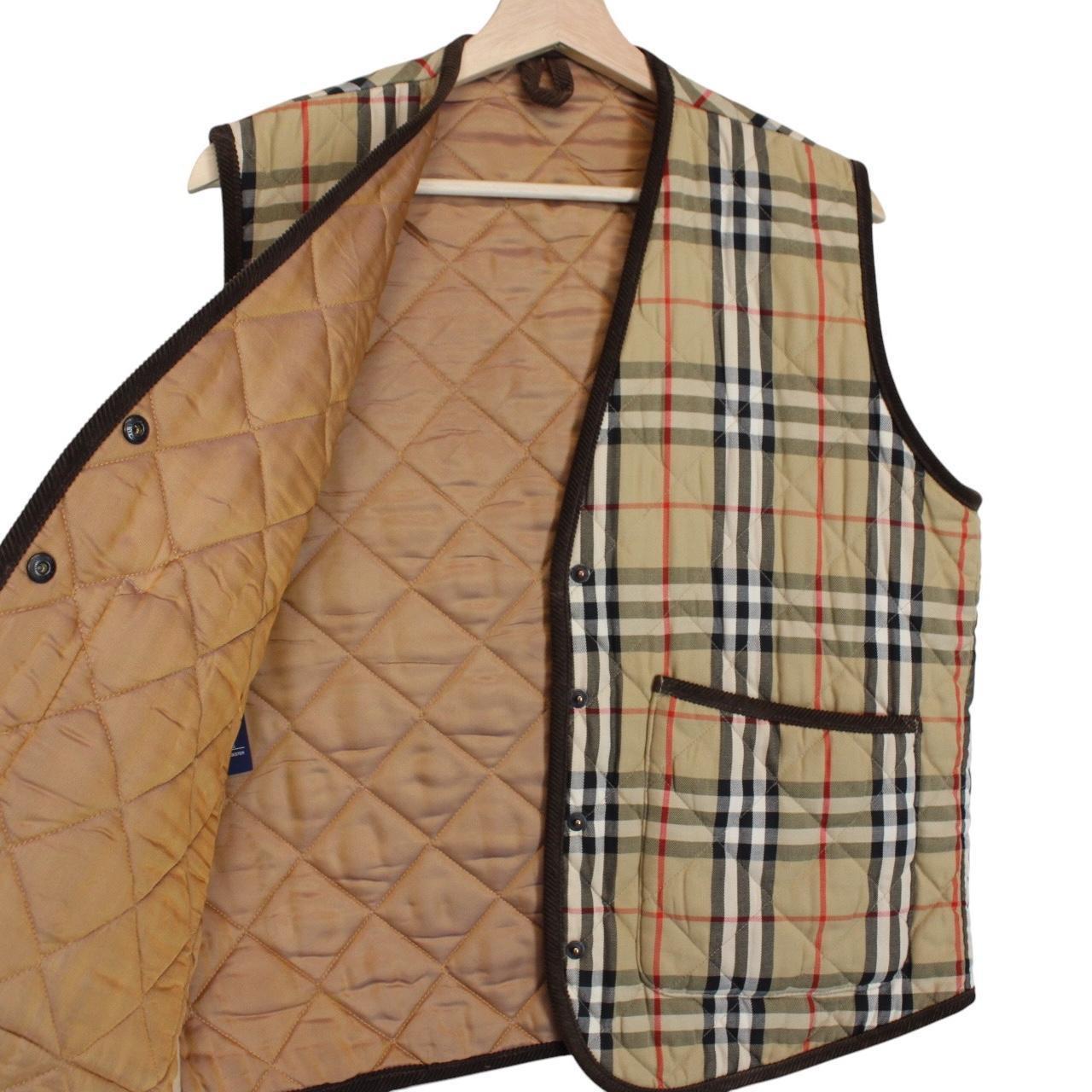 Vintage 90s Burberry Beige Nova Check Quilted Vest Jacket