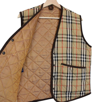 Vintage 90s Burberry Beige Nova Check Quilted Vest Jacket