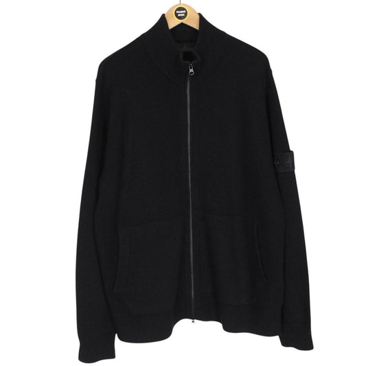 Stone Island Ghost AW 2024 Black Full Zip Virgin Wool Knit Jumper