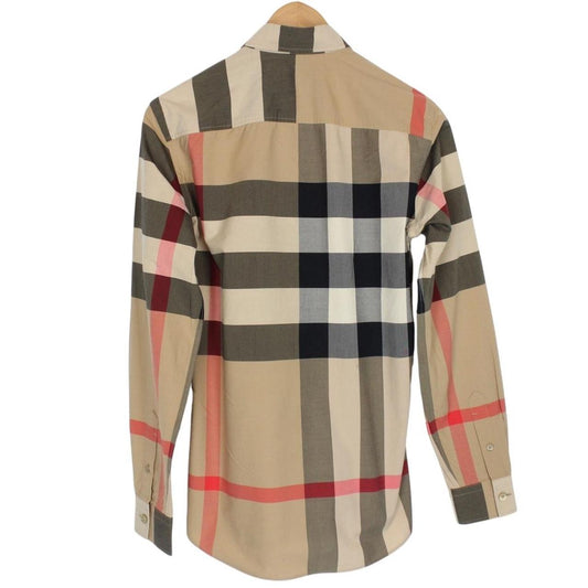 Burberry Tan Brown Nova Check Long Sleeve Cotton Poplin Shirt