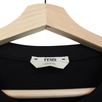 Fendi black sweatshirt featuring Zucca monogram pattern and logo print.