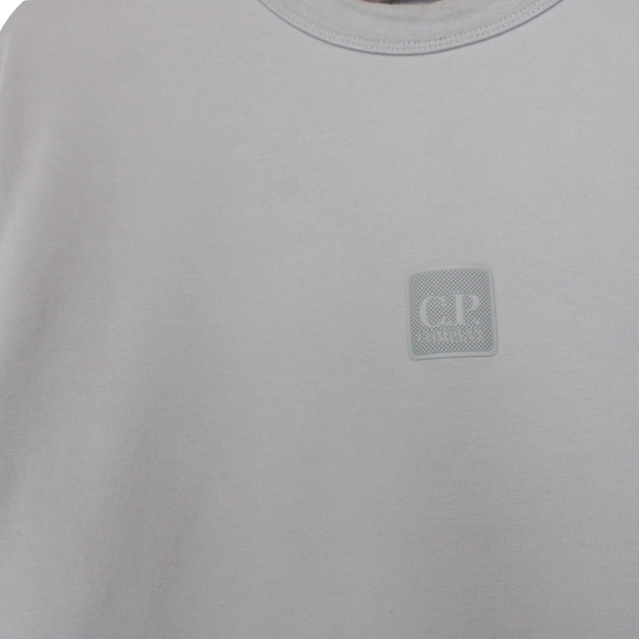 CP Company grey cotton sweatshirt with logo patch and ribbed cuffs.