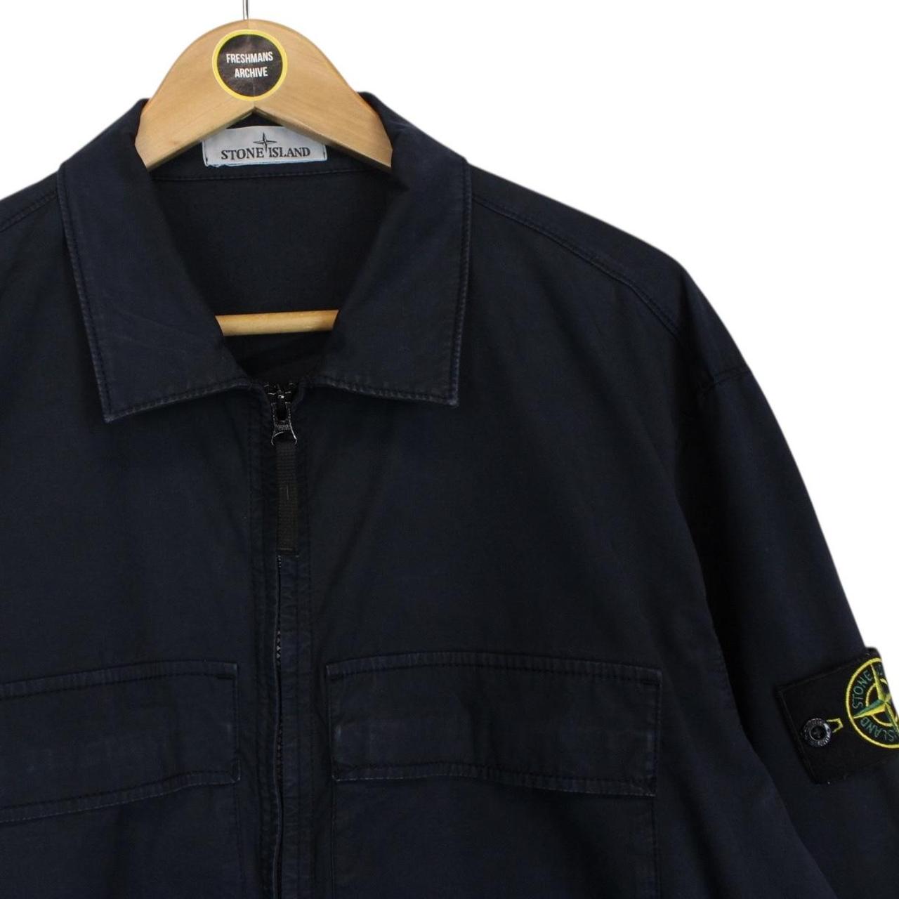 Stone Island SS 2023 Navy Blue Full Zip Cotton Overshirt Jacket