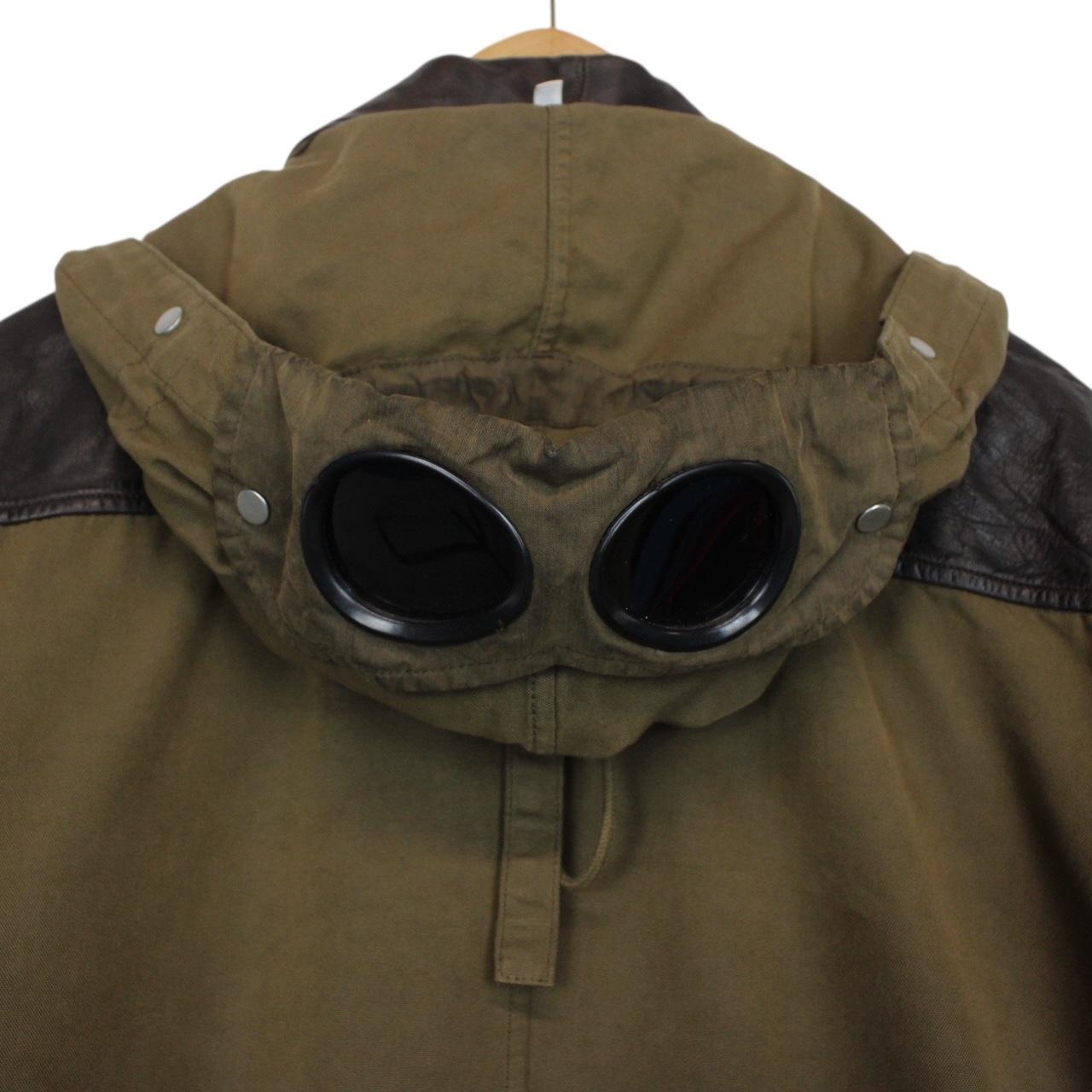 Vintage CP Company AW 2005 Khaki Brown Full Zip Mille Miglia Half Leather Goggle