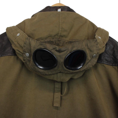 Vintage CP Company AW 2005 Khaki Brown Full Zip Mille Miglia Half Leather Goggle