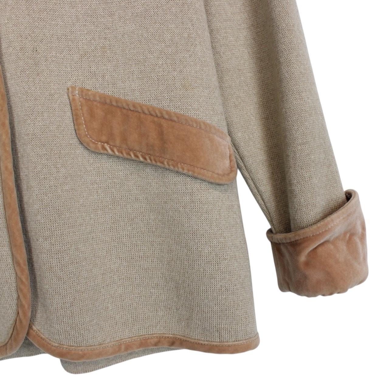 Vintage 80s Burberry Tan Brown Merino Wool/Acrylic Knit Jacket