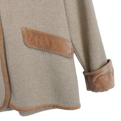 Vintage 80s Burberry Tan Brown Merino Wool/Acrylic Knit Jacket