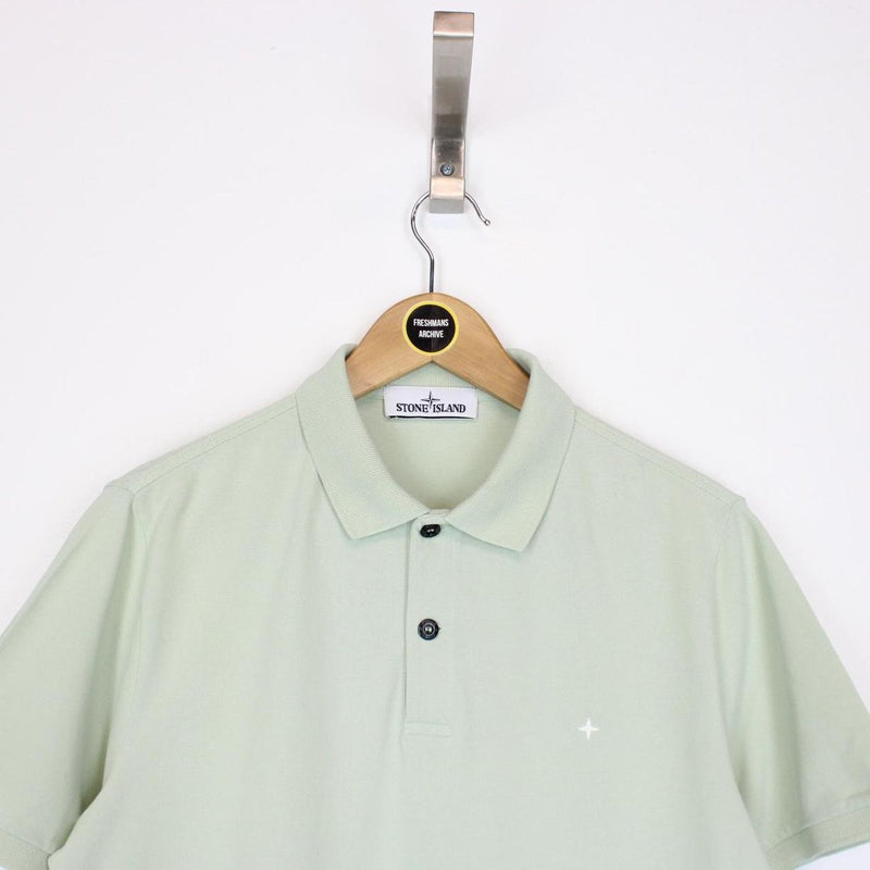 Stone Island Pale Green Short Sleeve Compass Cotton Polo Shirt