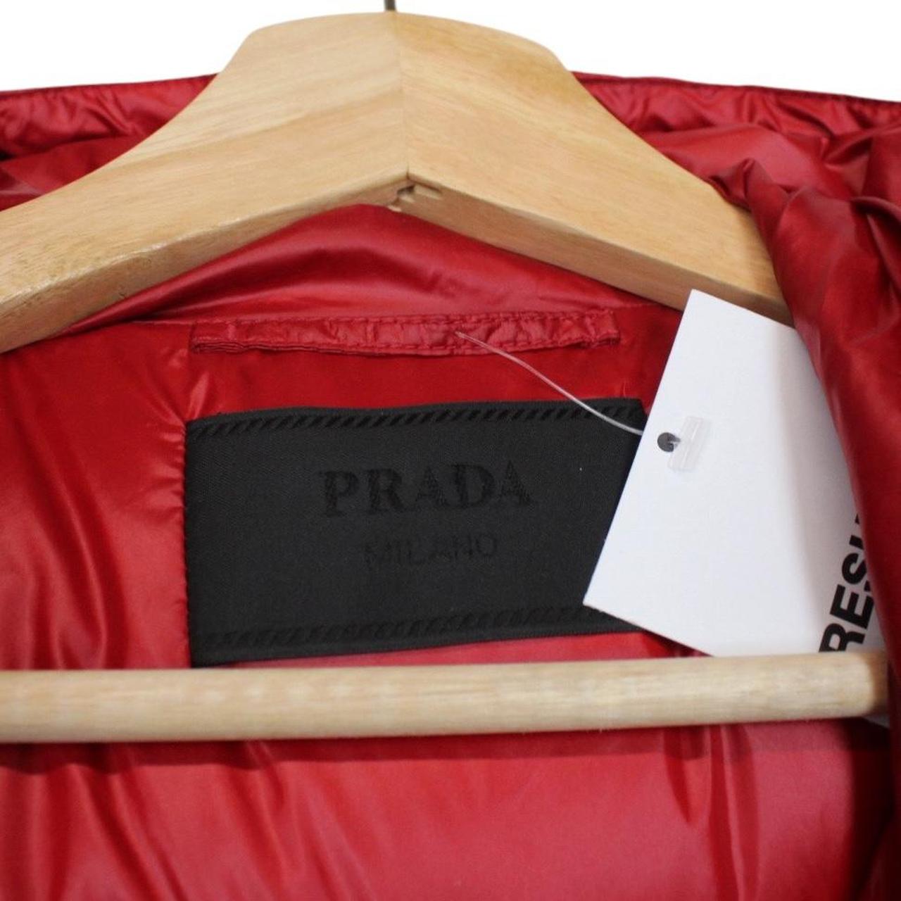 Prada Red Logo Print Down Nylon Hooded Gilet / Bodywarmer