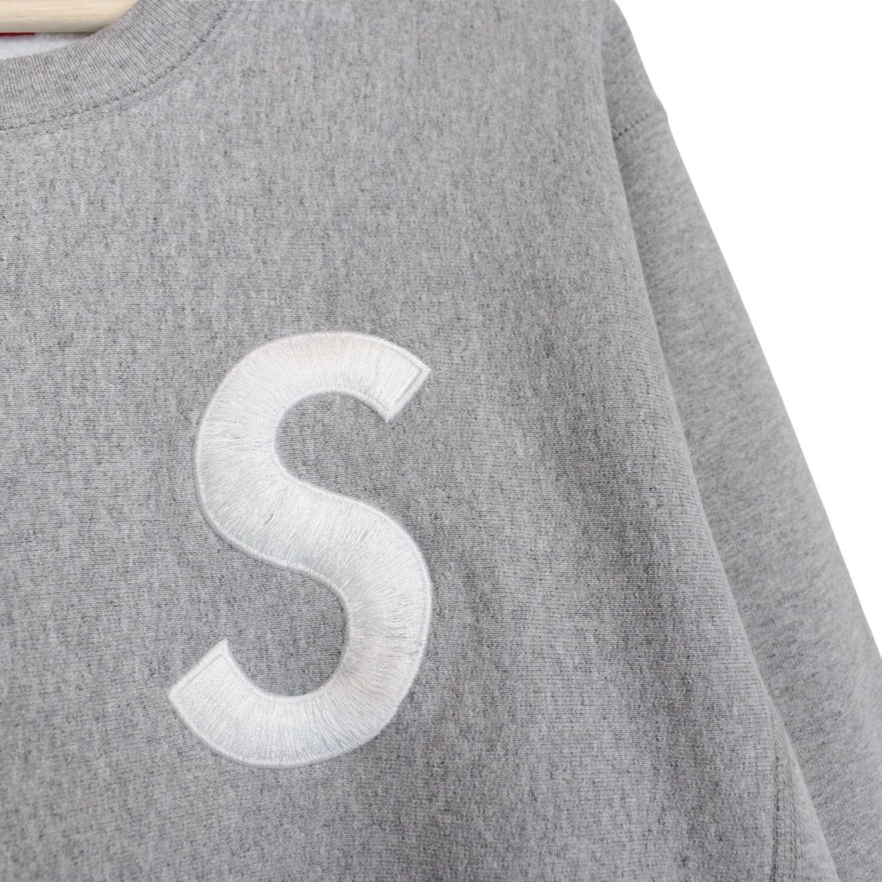 Supreme Grey and White S Logo Cotton Sweatshirt Jumper