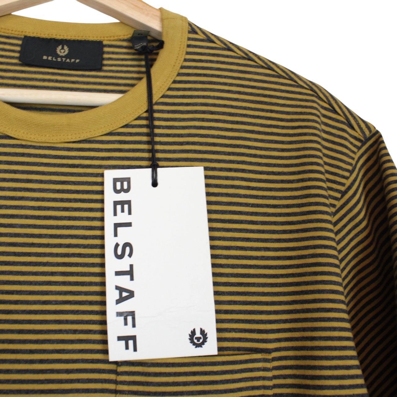 Belstaff Yellow and Black Drum Yarn Dye Striped Short Sleeve T-Shirt