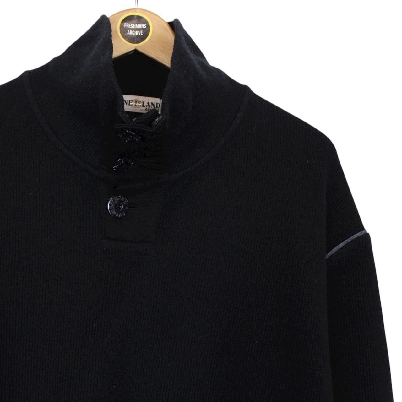 Vintage Stone Island AW 2002 Black Ribbed Wool Knit Jumper
