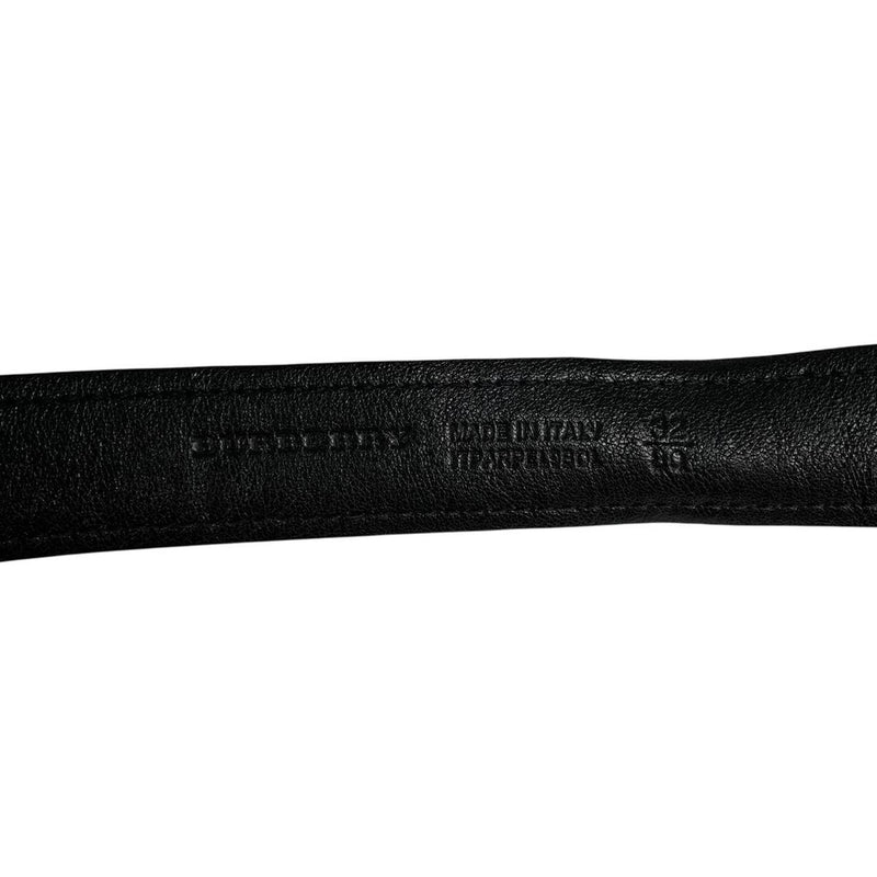 Burberry London Beige and Black Nova Check Thin Leather Belt