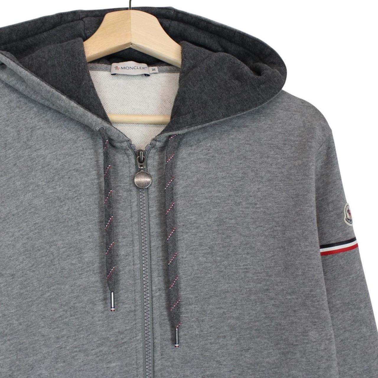Moncler Maglia Grey Full Zip Logo Cotton Hoodie Jumper