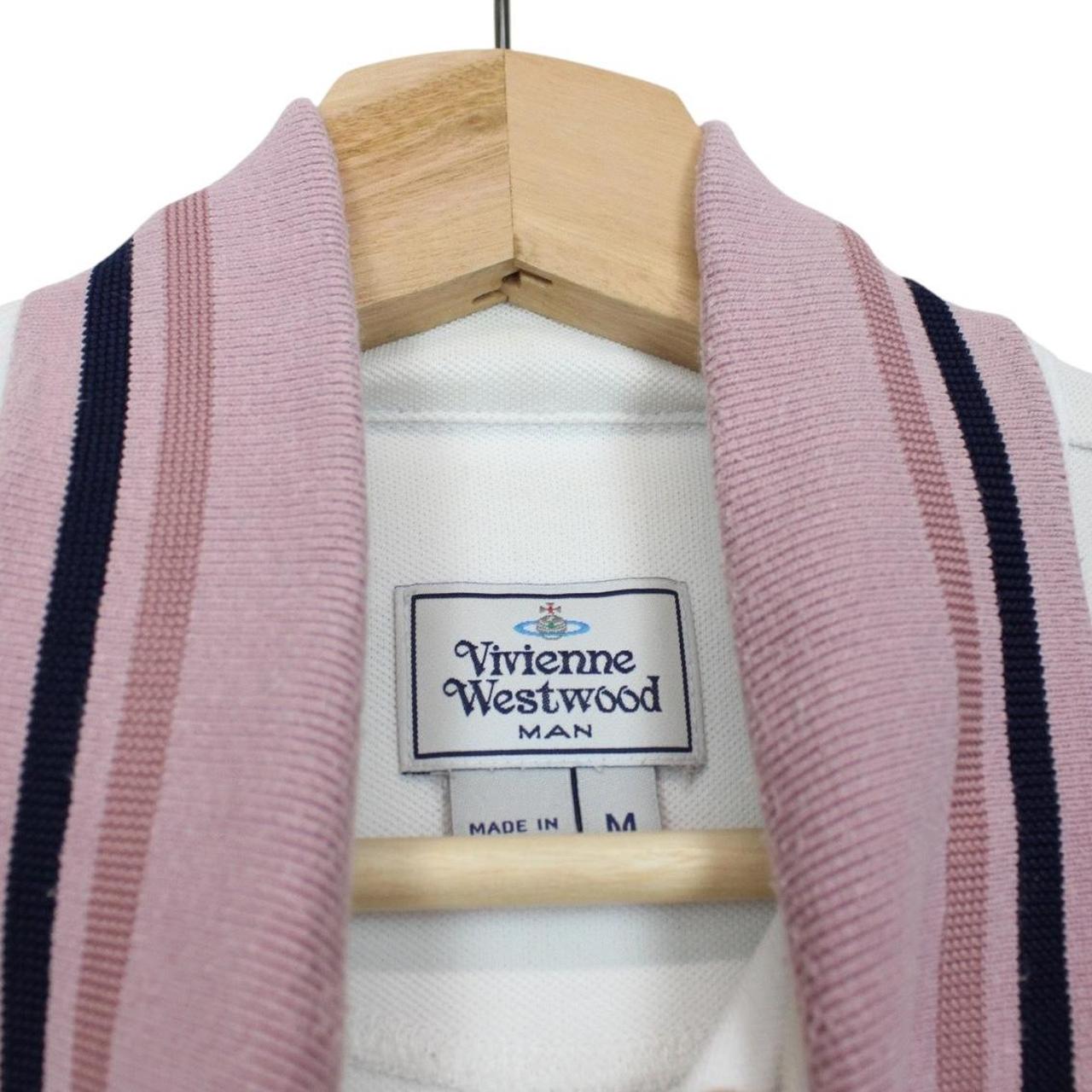 Vivienne Westwood White Striped Collar Short Sleeve Orb Polo Shirt