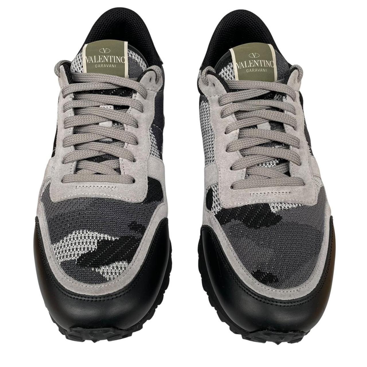Valentino Garavani Rockrunner Black and Grey Mesh Camouflage Trainers