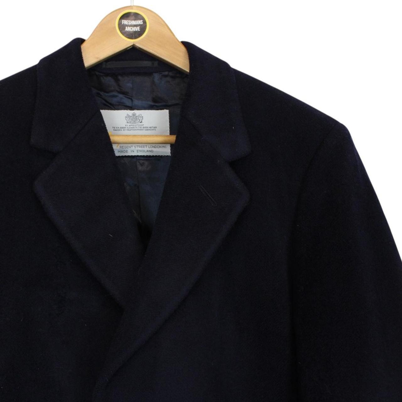 Vintage 80s Aquascutum Navy Blue Virgin Wool Overcoat