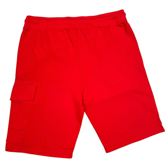 CP Company Red Cotton Micro Lens Fleece Jogger Shorts