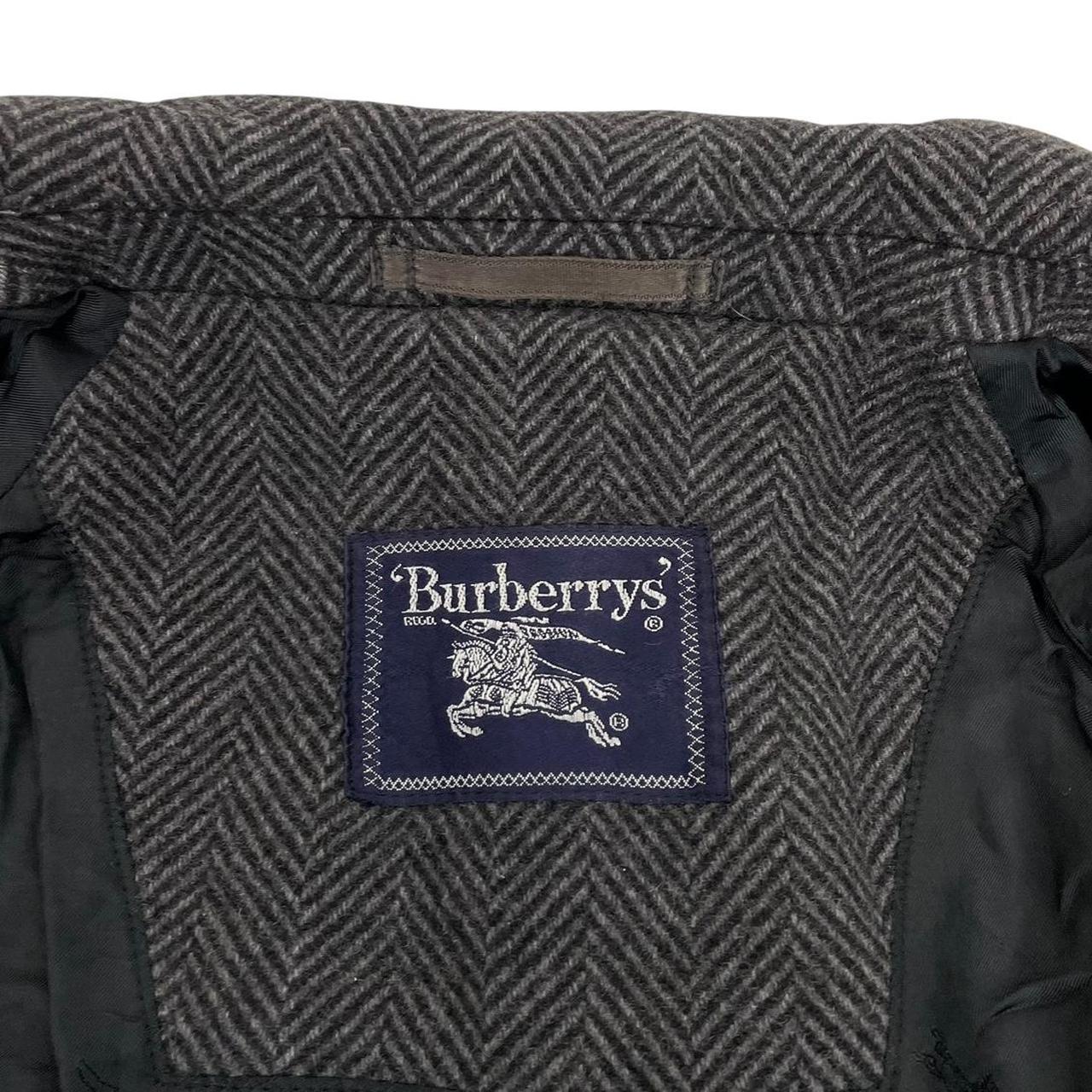 Vintage 90s Burberry Grey and Black Herringbone Wool/Camelhair Overcoat