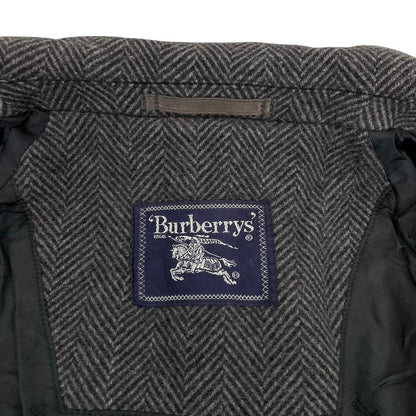 Vintage 90s Burberry Grey and Black Herringbone Wool/Camelhair Overcoat