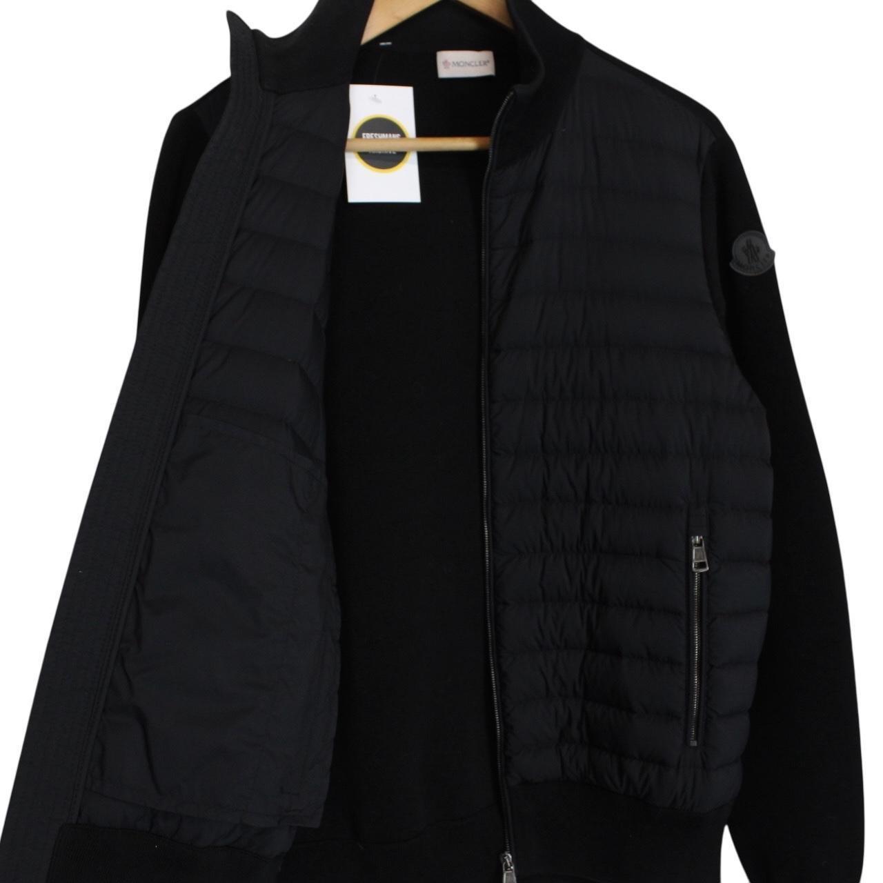 Moncler Black Full Zip Cotton/Nylon Cardigan Tricot Jacket