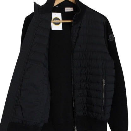 Moncler Black Full Zip Cotton/Nylon Cardigan Tricot Jacket