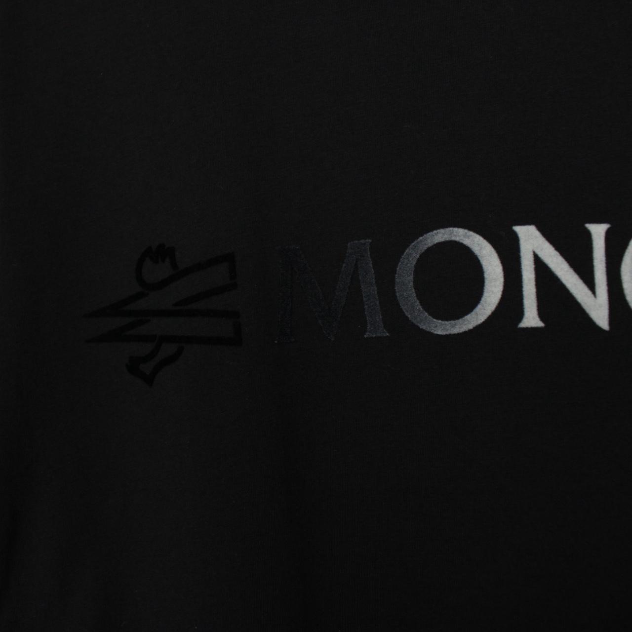 Moncler Black Logo Print Short Sleeve Cotton T-Shirt